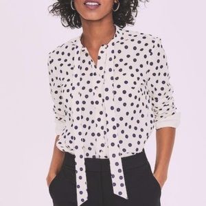 Polka Dotted Tie Collar Detail Button up